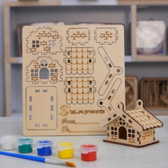 Bộ 10 Nhà Gỗ Mini DIY Halom Mô Hình Lắp Ráp & Tô Màu Sáng Tạo Cho Bé, Decor Bàn Học