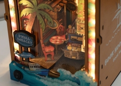Mô Hình Gỗ DIY Book Nook Halom D'Mall Boracay Manila Philippines Có Đèn LED Decor Kệ Sách Quà Tặng