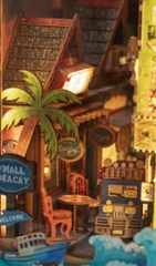 Mô Hình Gỗ DIY Book Nook Halom D'Mall Boracay Manila Philippines Có Đèn LED Decor Kệ Sách Quà Tặng