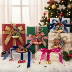 (10 cái/ hộp)  Halom đồ decor Trang trí giáng sinh Noel bằng gỗ