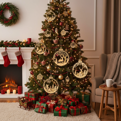(10 cái/ hộp)  Halom đồ decor Trang trí giáng sinh Noel bằng gỗ