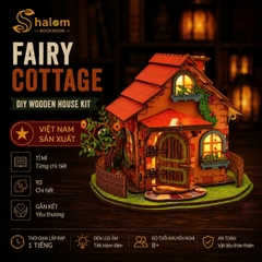 Halom DIY Nhà Cổ Tích Đèn Led - Mô Hình Nhà Gỗ Lắp Ráp, Decor Góc Học Tập, Quà Tặng Sáng Tạo