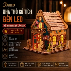Halom DIY Nhà Thỏ Cổ Tích Đèn Led - Mô Hình Nhà Gỗ Lắp Ráp, Decor Bàn Học, Quà Tặng Sáng Tạo