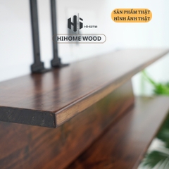 KỆ GỖ TREO TƯỜNG MÀU NÂU RUSTIC KÈM PASS KGT008