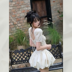 Đầm Váy Ren Cúp Ngực Eo Corset Váy Bí Có Lót Trong Phong Cách Tiểu Thư Ballet Core | vd94