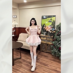 Đầm váy xòe mini họa tiết nơ ngực đi chơi dự tiệc dạo phố có bigsize | vd89