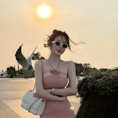 Đầm ôm body váy maxi cổ thuyền vải lanh gân co giãn quyến rũ có bigsize | vd80