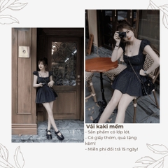 Đầm váy xòe mini dạo phố vải kaki mềm dự tiệc hai lớp có bigsize | vd36
