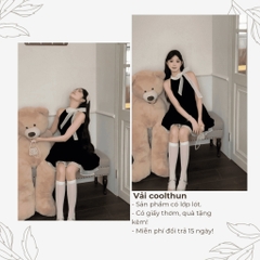 Đầm váy xòe chân váy mini vải goothun hai lớp cổ yếm nơ có bigsize | vd37