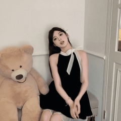 Đầm váy xòe chân váy mini vải goothun hai lớp cổ yếm nơ có bigsize | vd37
