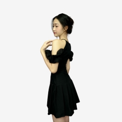 Đầm xòe công sở dự tiệc dạo phố chân váy ngắn trễ vai vải goothun có bigsize | vd3