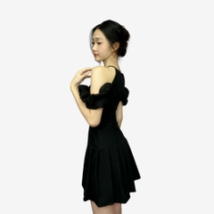 Đầm xòe công sở dự tiệc dạo phố chân váy ngắn trễ vai vải goothun có bigsize | vd3