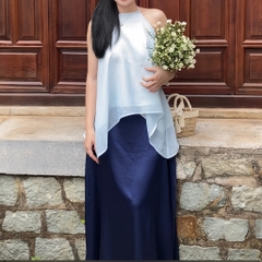 Set áo yếm hai dây hở lưng chân váy dài trơn dài basic mùa Trung Thu có bigsize | set1