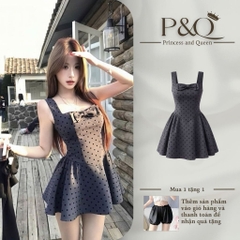 Đầm Chấm Bi Cổ Vuông Thắt Nơ Dáng Ngắn Ngọt Ngào Quyến Rũ Đi Chơi Dự Tiệc Dạo Phố | Vd113