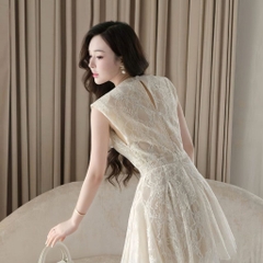 Đầm ren nữ thiết kế dáng xòe, hai lớp đầm công chúa dự tiệc sang trọng | vd65