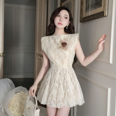 Đầm ren nữ thiết kế dáng xòe, hai lớp đầm công chúa dự tiệc sang trọng | vd65