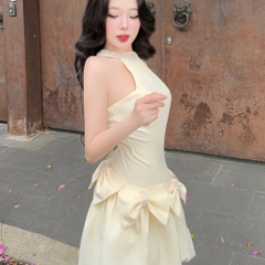 Đầm vai bèo dáng xoè dài hai lớp có cúp ngực có bigsize | vd52