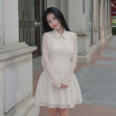 Đầm hoa tay dài ren dáng xoè dài hai lớp có cúp ngực có bigsize | vd58