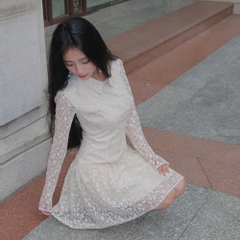 Đầm hoa tay dài ren dáng xoè dài hai lớp có cúp ngực có bigsize | vd58