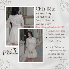 Đầm hoa tay dài ren dáng xoè dài hai lớp có cúp ngực có bigsize | vd58
