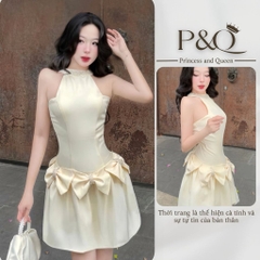 Đầm vai bèo dáng xoè dài hai lớp có cúp ngực có bigsize | vd52
