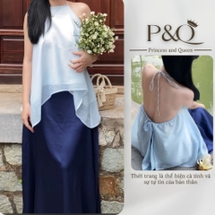 Set áo yếm hai dây hở lưng chân váy dài trơn dài basic mùa Trung Thu có bigsize | set1