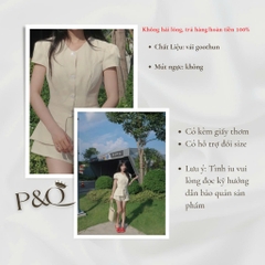 Set áo cổ V tay phồng kèm quần phối cúc phong cách tiểu thư xinh xắn nhẹ nhàng | set26