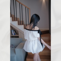 Đầm tiểu thư váy xòe chân váy ngắn xếp ly cổ tim chữ v có lớp lót sang chảnh | vd88