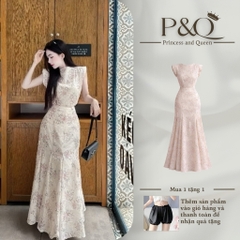 Set áo kèm váy maxi công sở dự tiệc dạo phố vải xô thêu đục lỗ cổ thuyền có bigsize | set13