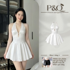 Váy Đầm Mini Dáng Xòe Cổ Yếm Sexy Tôn Dáng Gợi Cảm Dự Tiệc Đi Chơi Đi Biển | vd114