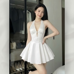 Váy Đầm Mini Dáng Xòe Cổ Yếm Sexy Tôn Dáng Gợi Cảm Dự Tiệc Đi Chơi Đi Biển | vd114