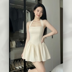 Váy Đầm Cocktail Xòe Mini Cổ Yếm Thắt Nơ Thanh Lịch Gợi Cảm Đi Tiệc Đi Chơi | vd116