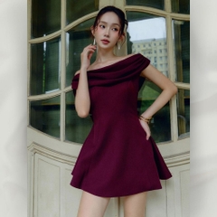 Váy Trễ Vai Hở Lưng Nơ Sau Lưng Đầm Xòe Cao Cấp Phong Cách Tiểu Thư Sang Chảnh | vd121