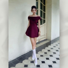 Váy Trễ Vai Hở Lưng Nơ Sau Lưng Đầm Xòe Cao Cấp Phong Cách Tiểu Thư Sang Chảnh | vd121