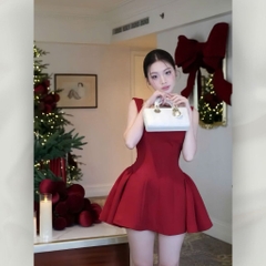 Đầm Nữ Hai Dây Cổ Vuông Dáng Xòe Chiết Eo Tôn Dáng Váy Tiểu Thư Thanh Lịch | vd125