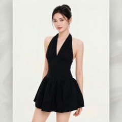 Váy Đầm Xòe Mini Cổ Yếm Hở Lưng Sexy Dáng Xòe Tiểu Thư Cao Cấp | vd127