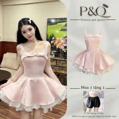 Đầm váy xòe mini họa tiết nơ ngực đi chơi dự tiệc dạo phố có bigsize | vd89