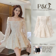 Đầm váy xoè mini trên đầu gối vải ren cao cấp dài tay đi chơi dự tiệc đi biển dạo phố | vd96