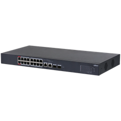 Switch Dahua DH-CS4218-16ET-135 bao gồm 16 cổng PoE tốc độ 10/100 Mbps và 2 cổng uplink combo (RJ45/SFP) tốc độ Gigabit