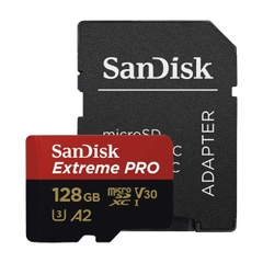 Thẻ nhớ Sandisk 128GB Extreme Pro microSDXC, V30, U3, C10, A2, UHS-I, 200MB/s R, 90MB/s W, 4x6, SD adaptor.