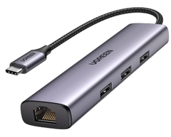Hub chia USB Type-C to 3 cổng USB 3.0 Type-A kèm Lan Gigabit, vỏ nhôm Ugreen 60600