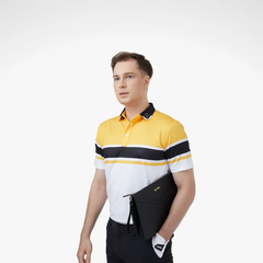 ÁO GOLF HANDEE TRẮNG PHỐI SỌC NGANG ĐEN/VÀNG