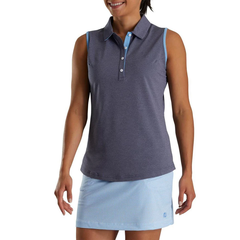 Áo Footjoy Short Sleeve Houndstooth Trim Pique Shirt Navy Heather
