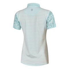 Áo golf nữ HGF tay ngắn xanh ngọc phối hoa văn trụ cổ