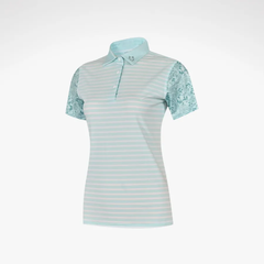Áo golf nữ HGF tay ngắn xanh ngọc phối hoa văn trụ cổ