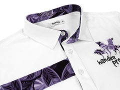 ÁO POLO NGẮN TAY HANDEE PRO GOLF HỌA TIẾT LÁ CÂY SỌC NGANG - màu tím