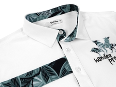 ÁO POLO NGẮN TAY HANDEE PRO GOLF HỌA TIẾT LÁ CÂY SỌC NGANG - màu xanh lá