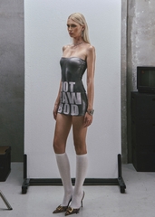 RAW Text Printed Strapless Dress