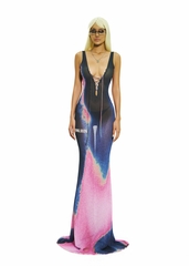 BONG Gradient Deep V Neck Maxi Dress