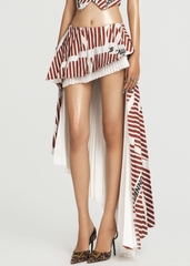 MAP Striped Asymmetric Pleated Skirt